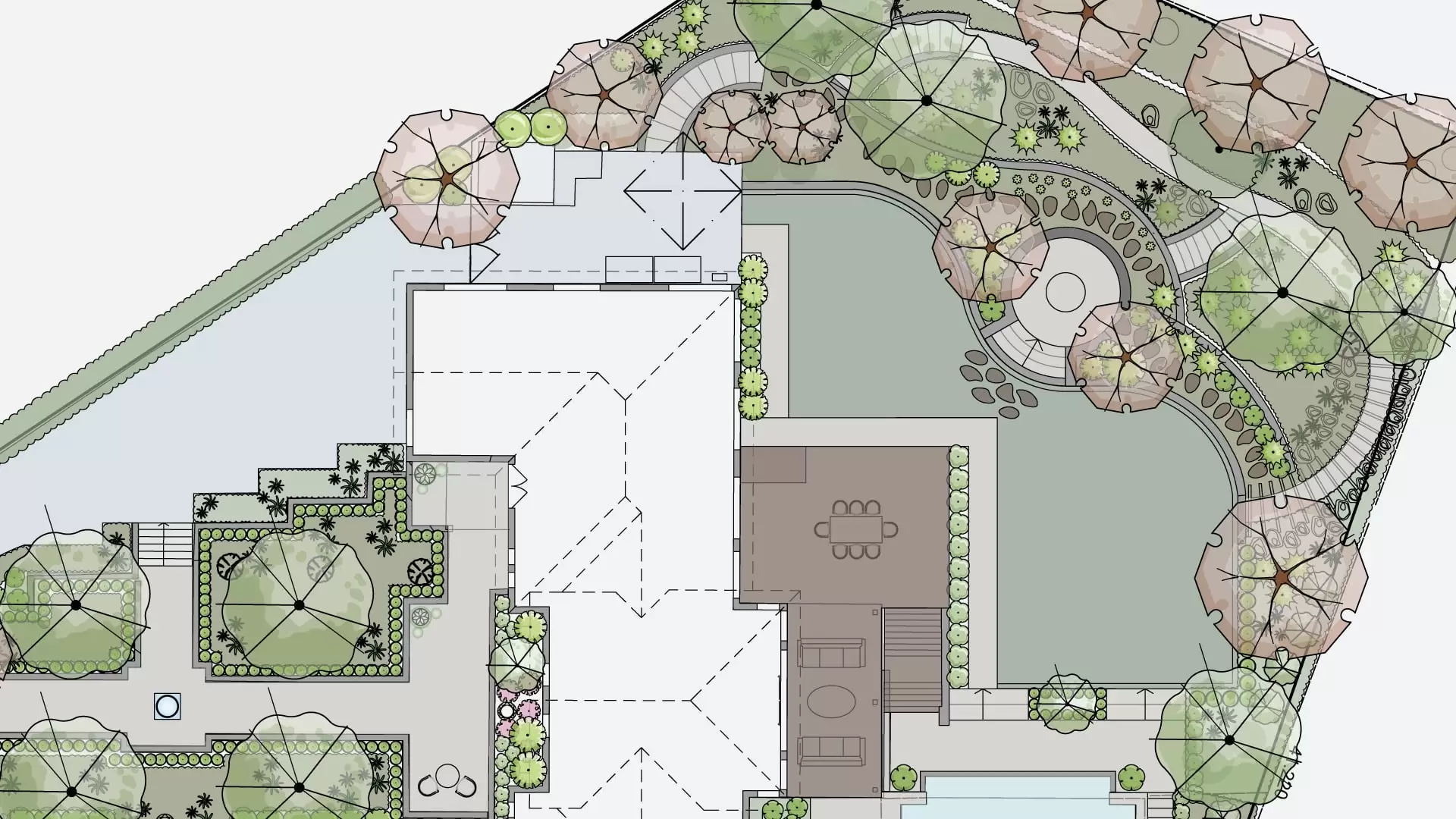 Full colour landscape masterplan for a Canberra backyard with pool